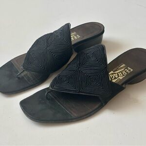 FERRAGAMO vintage embroidered leather sandals